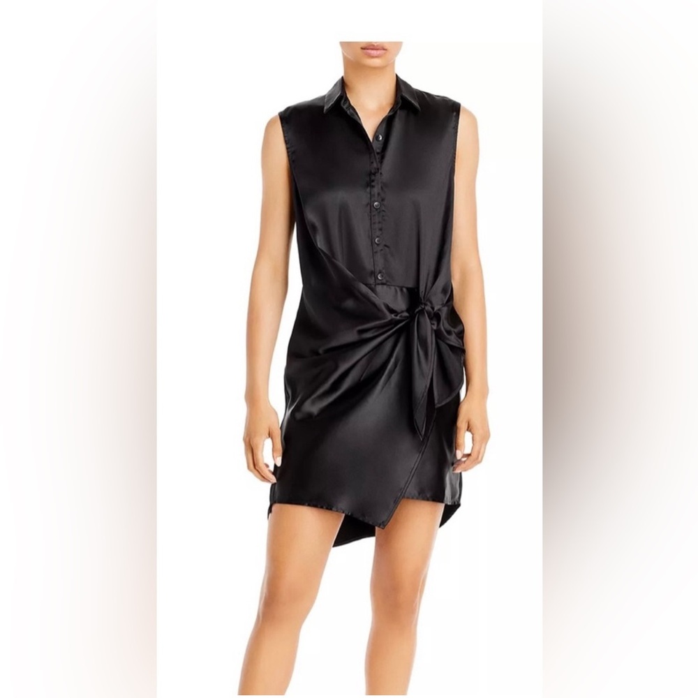 Aqua by Bloomingdale’s satin feel wrap dress